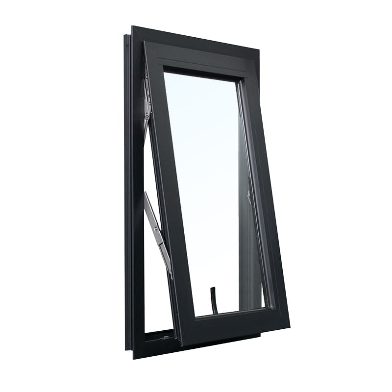 YY WINDOWS 86 hurricane impact aluminum awning window open angled view