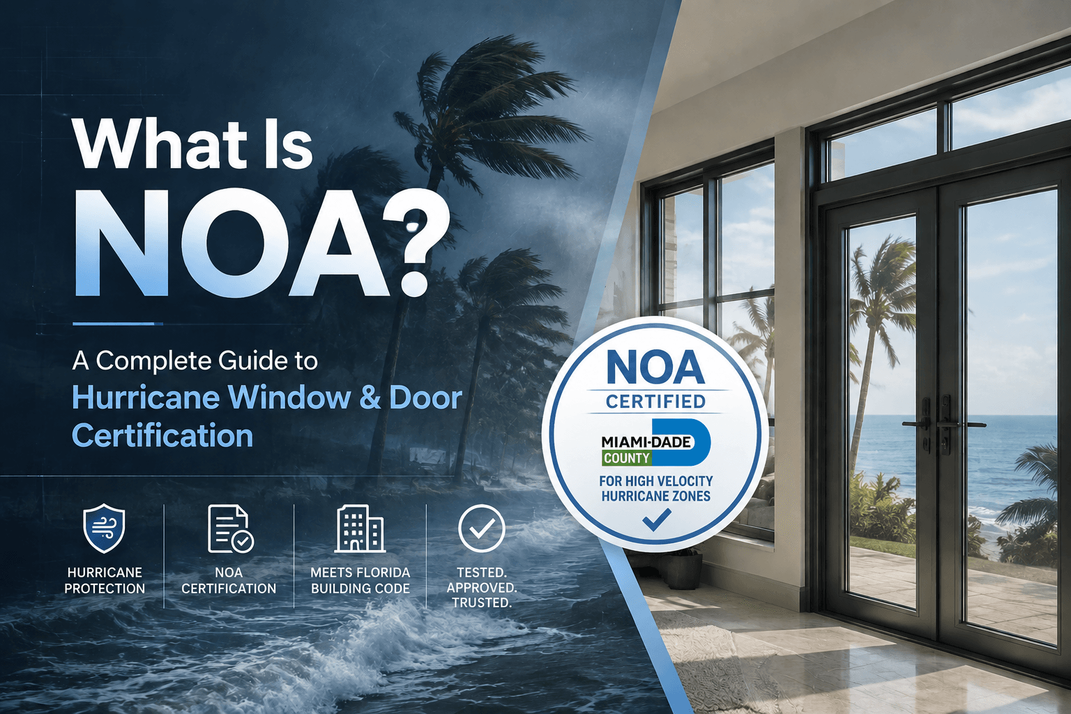 Cover image for YY WINDOWS blog post explaining NOA hurricane window and door certification