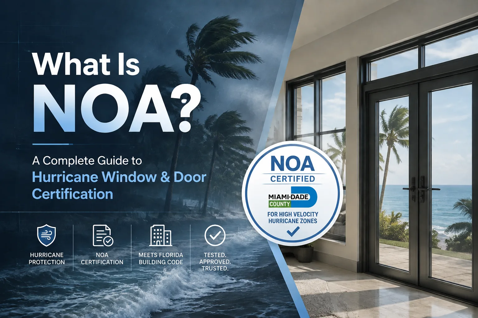 Cover image for YY WINDOWS blog post explaining NOA hurricane window and door certification